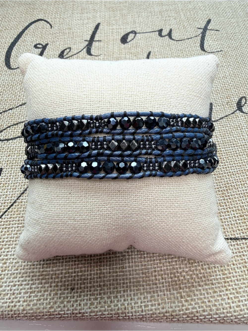 Katie Soleil and Dark Navy Blue Beaded Multi-Strand Wrap Bracelet